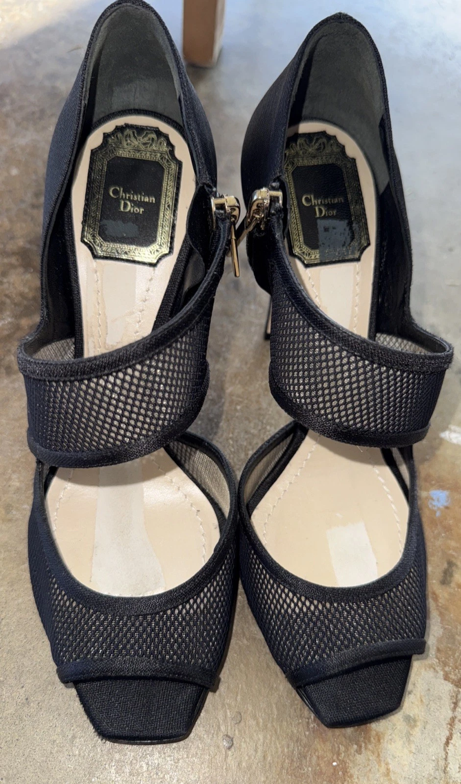 SANDALES À TALONS HAUTS EN MAILLE NOIRE CHRISTIAN DIOR FASCINATION pointure 39 