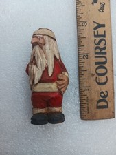 Vintage Hand Carved Wood Santa Claus Figurine Painted Christmas Folk Art