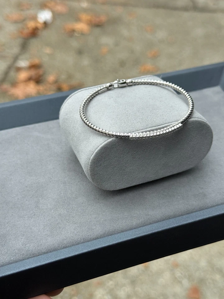 Brazalete brazalete flexible de diamantes naturales de 0,30 ctw de oro de 14 k de 7"" pulgadas - $8000 Foto 4 de 4