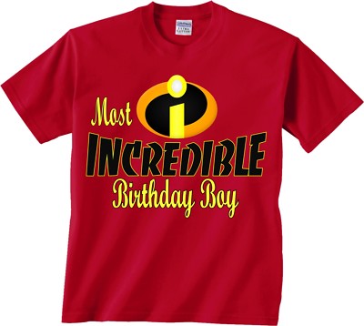 The Incredibles Custom Mom Dad Family Birthday Boy Girl Customized RED  T-Shirts - Main Image