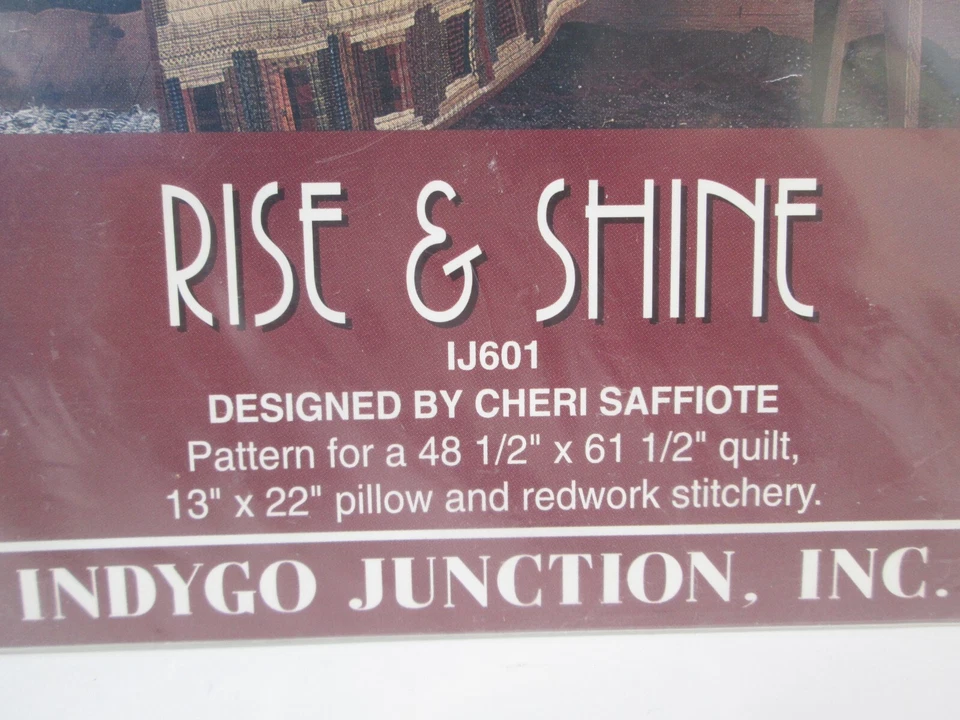 Rise Shine Indygo Junction Quilt Pattern Rooster Applique Redwork Pieced Vintage - Image 3 of 4