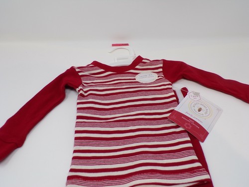 Burt's Bees Baby Organic Cotton Peppermint Block Stripe Pajama 3-6M Cranberry - Picture 4 of 7