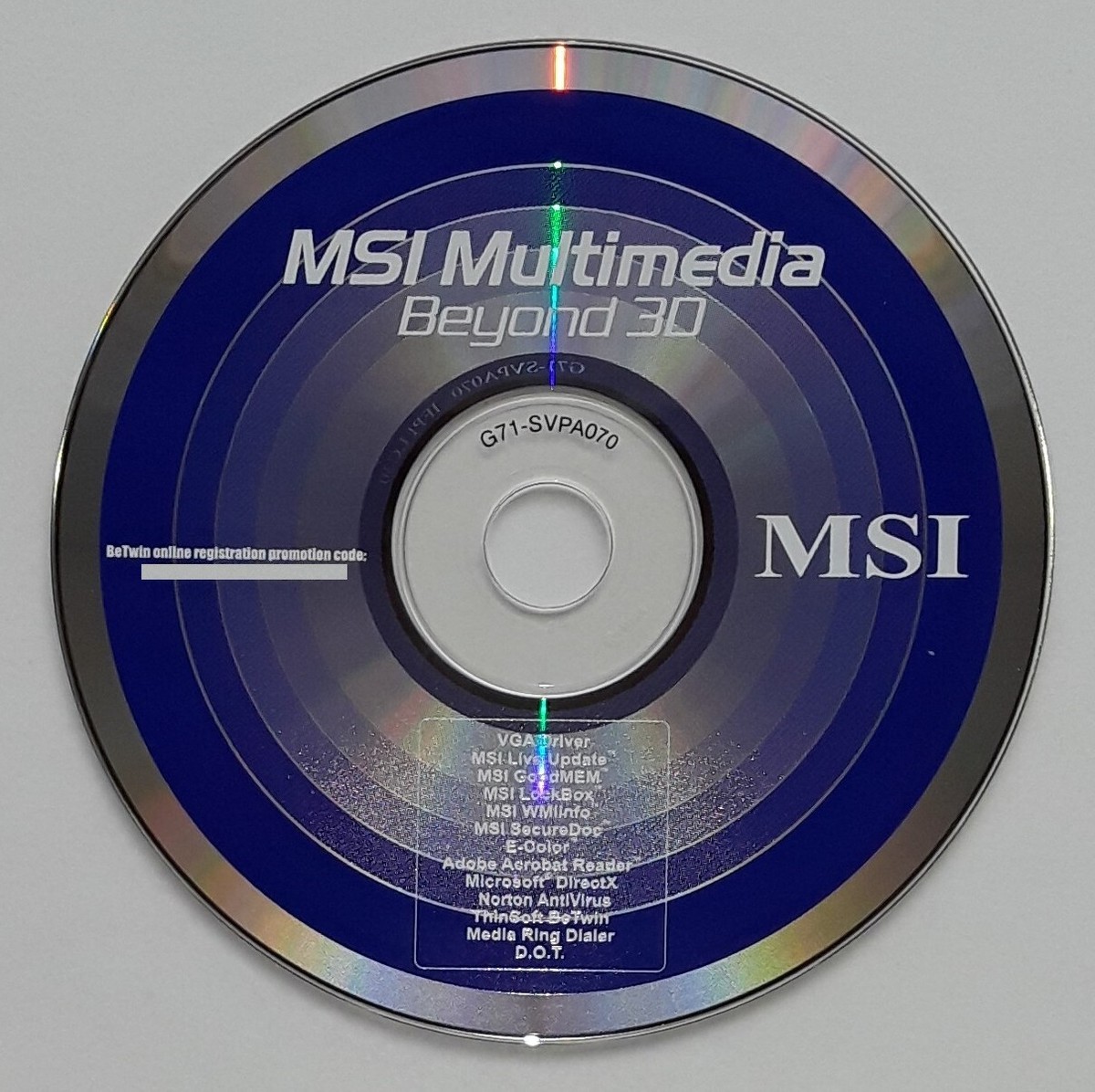 MSI Multimedia Beyond 3D NEW Driver Software for GeForce Video Cards  G71-SVPA070 - Main Image