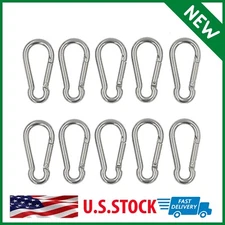10 Pcs Carabiner Clips Spring-Snap Hook M5 2 Inch Quick Link 304 Stainless Steel