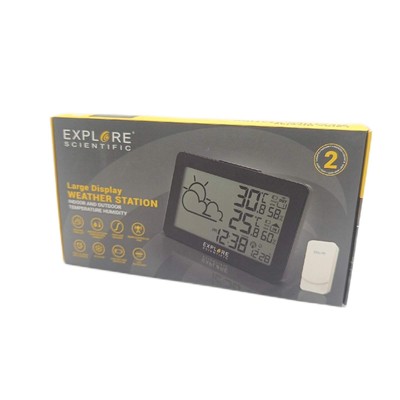 EXPLORE SCIENTIFIC WSH 4002 Wetterstation Funkuhr LCD Display Schwarz Innen Auße