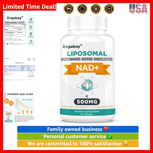 60 Softgels of 500 mg Liposomal NAD+ & 250 mg TMG - Energy & Anti-Aging Solution