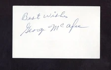 George McAfee Signed 3 x 5 Index Card w/ JSA authentication Chicago Bears