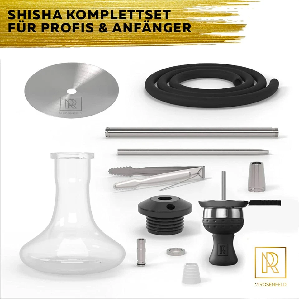 Shisha Set Komplett Edelstahl Wasserpfeife klein Kohleanzünder Kohle Dampfsteine - Bild 3 von 4