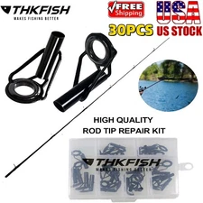 THKFISH 30pcs Rod Tip Repair Kit Ceramic Ring Guide Rod Repair Replacement New