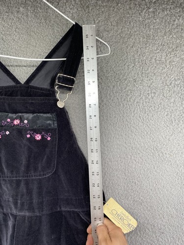 Vintage Y2K Floral Embroidered Velvet Velour Overalls in Size XL 14/16 NEW - Picture 11 of 15