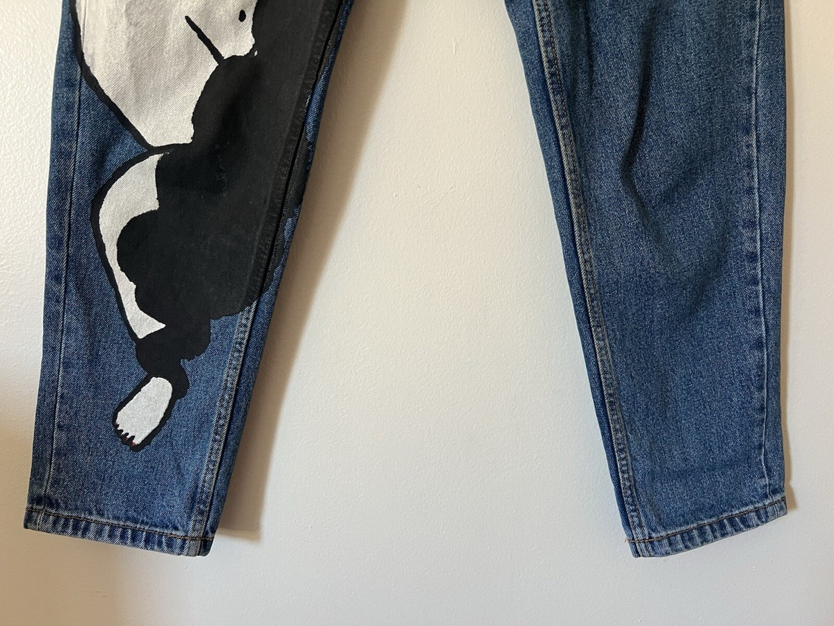 TRF Zara x Ricardo Cavolo Hand Oil Painted Medium Wash Mom Jeans Size 4 View 3