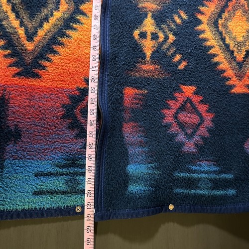 Vintage Biederlack Fleece Cuddle Blanket Throw Southwest Aztec Festival Stadium - Picture 12 of 13