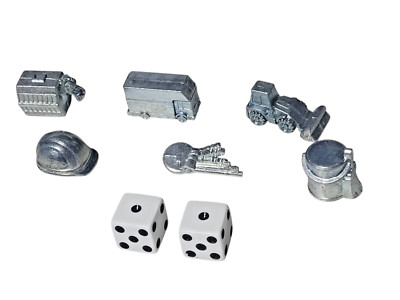 Monopoly City Game Replacement Parts - 6pc Game Tokens & 2 Dice (Mint Condition)