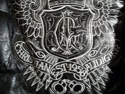 Christian Audigier Black Leather Jacket w/Hood RN119418 | eBay