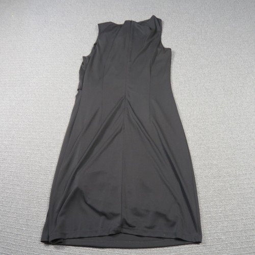 Review Womens Shift Dress 10 Small Black Beaded Flower Waist Cocktail Lined - Picture 9 of 9
