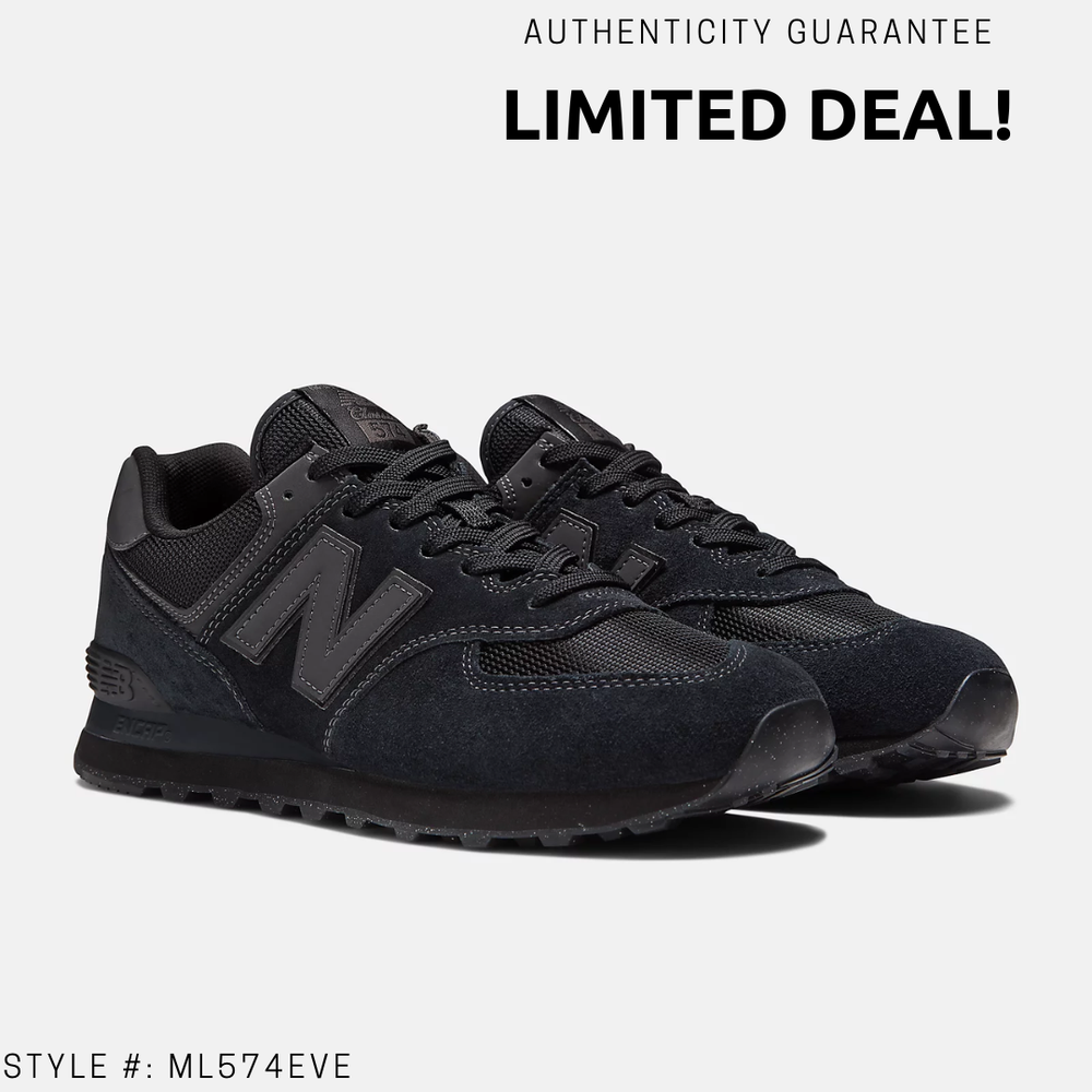 NB Men's 574 Core Black Full US Size New With Box - Gift for Him!