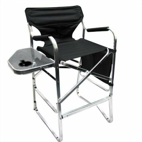 tall folding directors chair with side table
