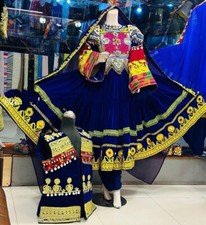 Afghan long blue kochi nikkah dress for women and.Afghan prty and wedding dress
