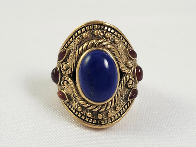 Nicky Butler Bronze Lapis Blue Garnet Gemstone Bronze Ring Sz