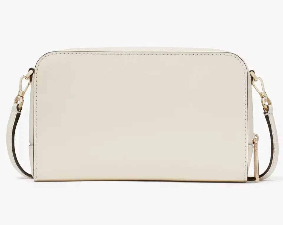 Borsa a tracolla Kate Spade Stacie doppia zip pelle bianca borsa meringa KG036 F