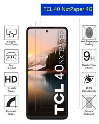Ikiiqii Custodia per TCL 40 XL (6.75) Cover Trasparente Morbido Silicone TPU Case + 4 Pack HD di Alta qualità Vetro Temperato Pellicola Film Protettivo Schermo