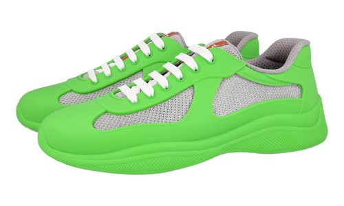 LUXURY PRADA AMERICAS CUP ICON SOFT SNEAKERS SHOES 4E6500 GREEN NEW - Picture 1 of 11