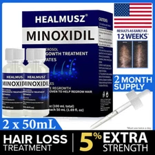 2Pack 5% Minoxidil Hair Growth Solution - Extra Strength Regrowth Serum for Men