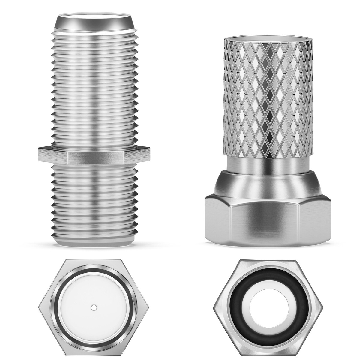 DeleyCON F-Verbinder Vergoldet DeleyCON F-Stecker Set – 10 F-Stecker + 5 Verbinder, 7 Mm Gummidichtung, Vergoldet, Für SAT & Kabel
