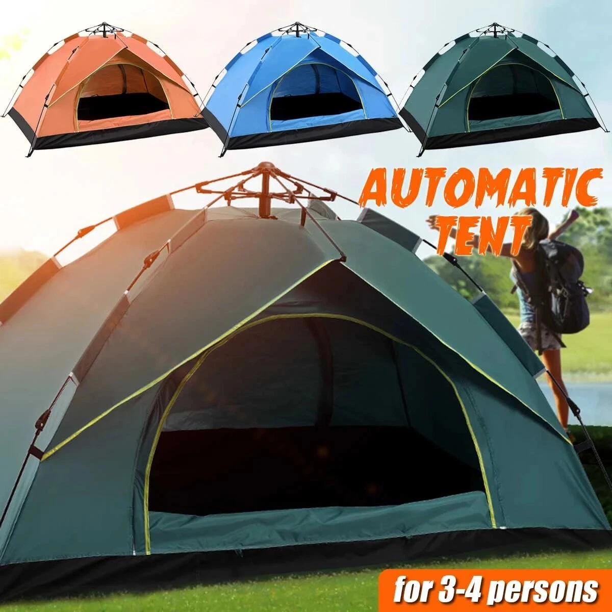 3-4 Person Pop Up Tents Waterproof Windproof Instant Tent for Camping Hiking
Opens in a new window o