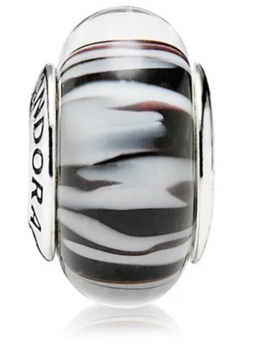 PANDORA - Retired Sterling 925 ALE "Zebra" MURANO Bead - #790938 - Picture 6 of 7