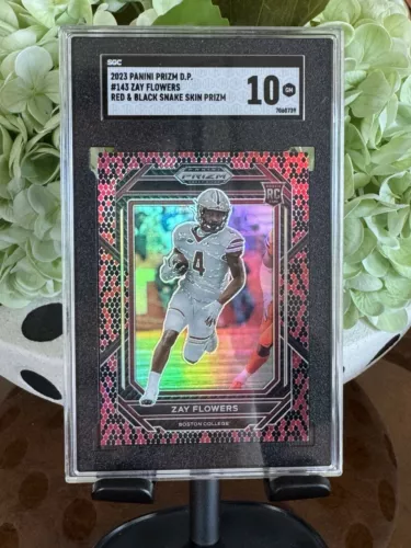 2023 Panini Prizm Draft Picks Zay Flowers Red & Black Snake Prizm - SGC 10