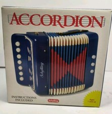 Vintage Toy Accordion By Schylling Associates Inc.W/original Box. Blue Color