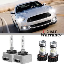 For Ford Mustang 2015-2018 HID Headlight High/Low Beam+LED Fog Light Bulbs Kit