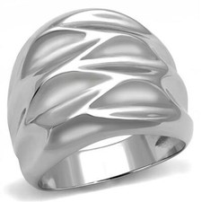 HCJ WATER WAVE STAINLESS STEEL WIDE BAND FASHION STATEMENT RING SIZE 6, 7