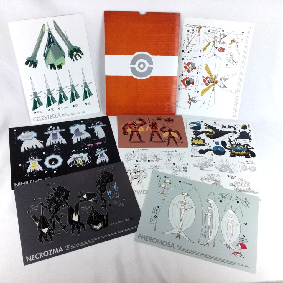 Ilustración litográfica artística Nintendo Pokemon x 7 concepto de región Alola delantero/trasero Foto 2 de 4