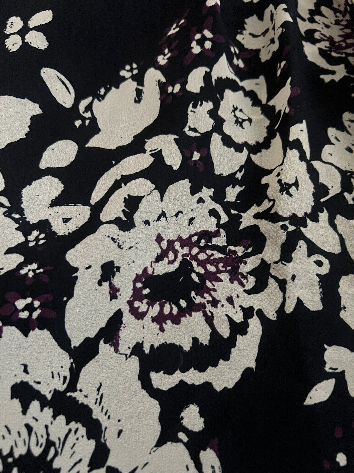 VAN HEUSEN Black Cream & Plum Floral Chiffon Plea… - image 4