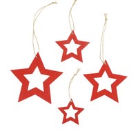 Weihnachtsdeko Holzsterne Rot HäNger 6/8/10/12Cm 16Er Set, 16 StüCk