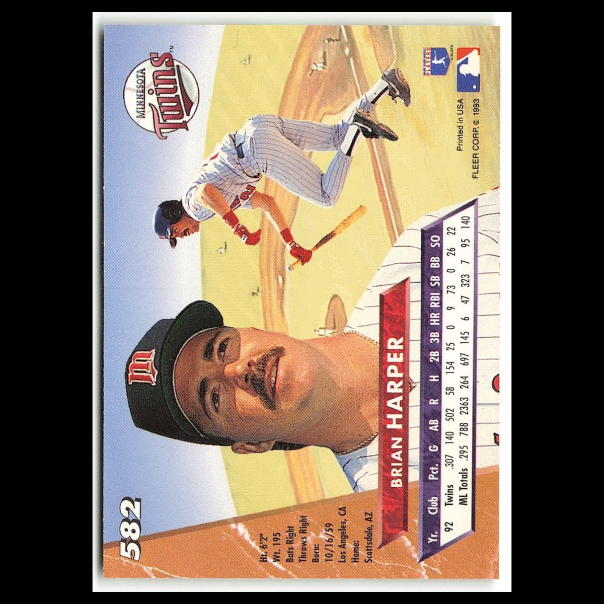 Brian Harper #582 1993 Fleer Ultra Minnesota Twins Baseball Card