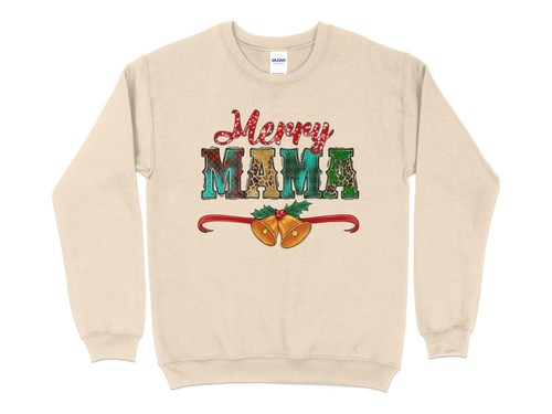 Merry Mama Sweatshirt, Christmas Mom Shirt, Cute Christmas Sweater, Leopard Prin - Picture 9 of 19