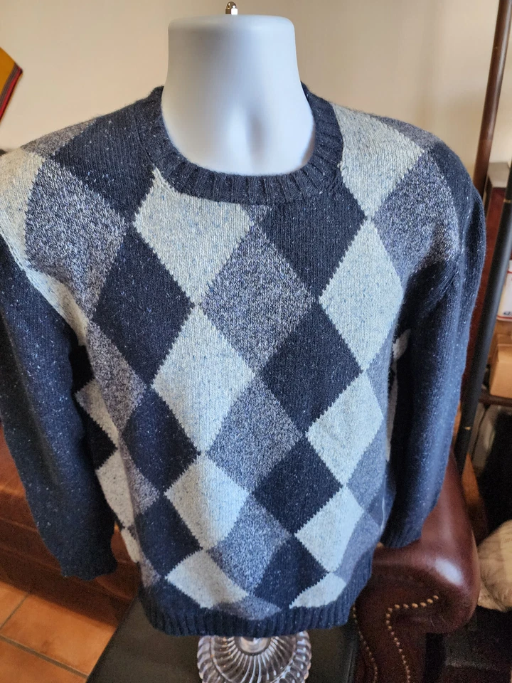 Suéter Drumohr 100% Cachemira 4 Capas Grueso Tejido Argyle Azul S/M Escocia $995 Foto 3 de 4
