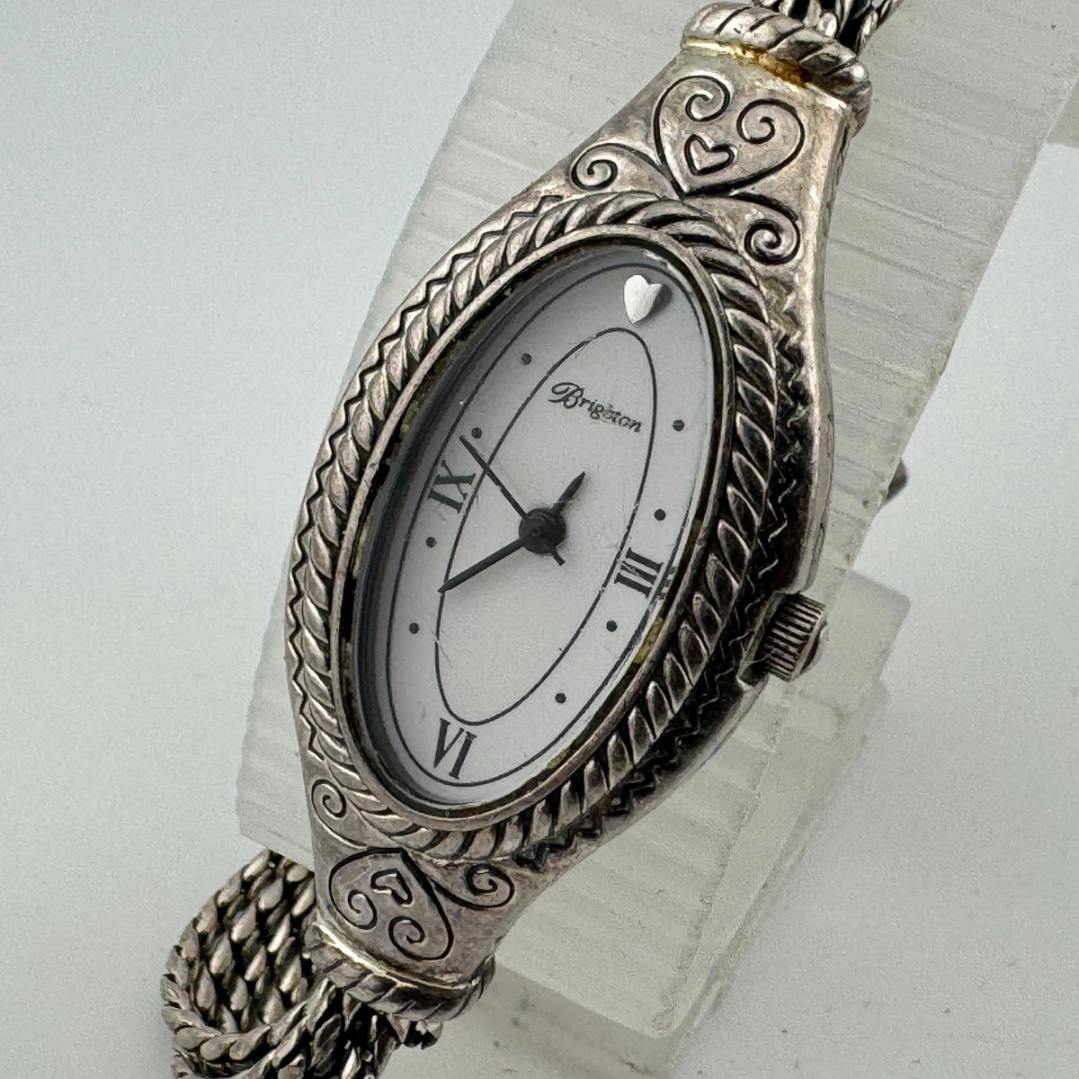Brighton Miramar Watch Silver Plated Textured Oval Links Abalone Shell Dial 7-8 Brighton W41162 Newark Watch - The Mercantile at Springdale main image 4