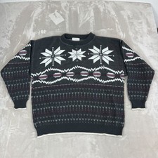 VTG Fair Isle Sweater Adult Medium Nordic Ski Lodge Cozy Chunky Knit 90s Cabin