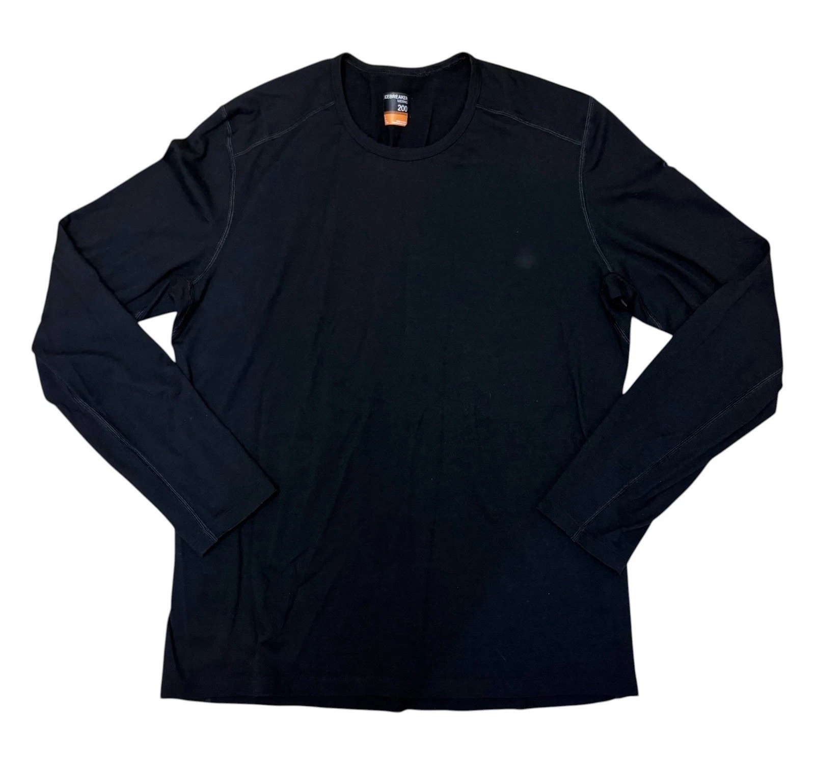Icebreaker 200 Men's Black Shirt Merino Wool Size Large Long Sleeve Base Layer