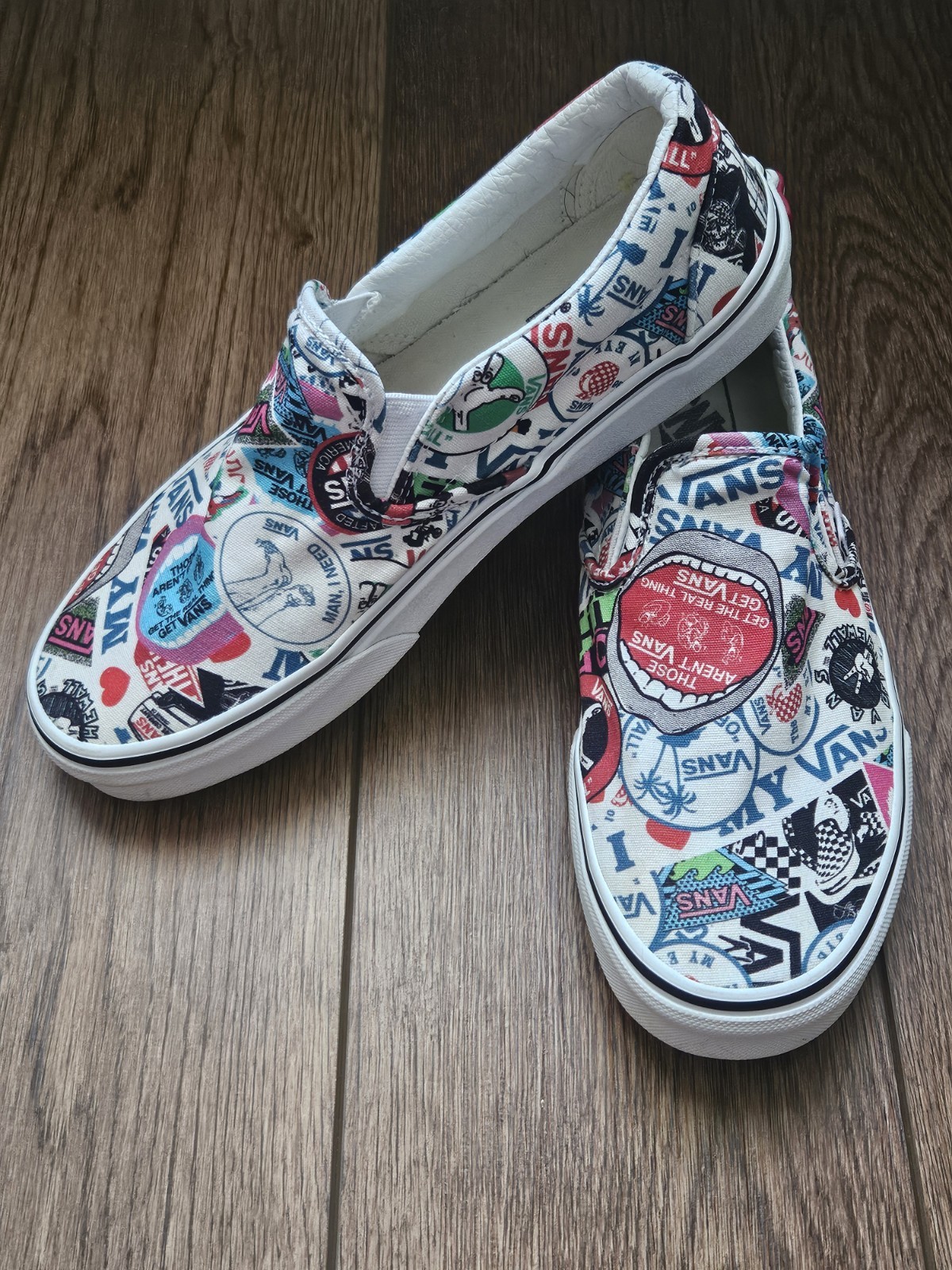 VANS Off the Wall Slip-On Sticker Mash-Up Sneaker Women's Si