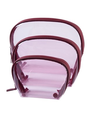 Samantha Brown To-Go 3-pack Clear Cosmetic Organizer Set, Rose