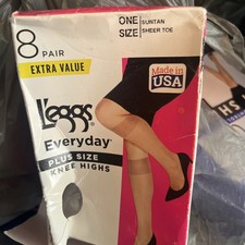 L'eggs Everyday Knee Highs ONE Size SUNTAN Sheer Toe 8 pairs 43253