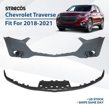Front Upper Bumper Cover W/Lower Cover Fascia Kit For 2018-2021 Chevy Traverse