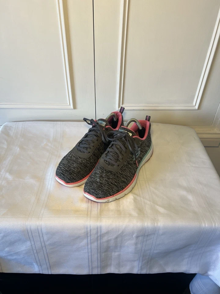 SKECHERS Trainers Grey/Multi Flex Appeal  Trainers UK 7 EU 40 Bright Vibrant - Image 2 of 4