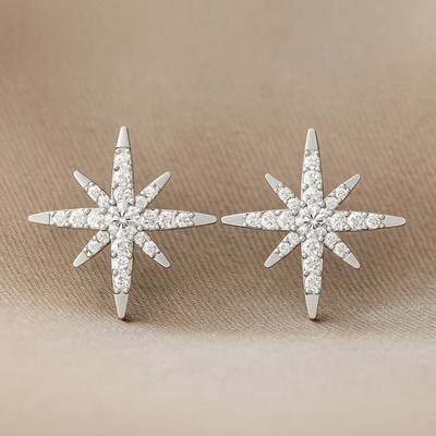 Star Lab-Grown Diamant Runde Ohrstecker 925 Sterlingsilber -925 für April #1023