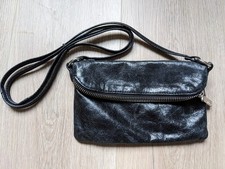 Hobo Lexi Glossy Tumbled Genuine Leather Black Crossbody Bag Purse - $118 Retail